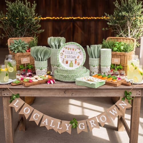 Ziliny 350 Pcs Locally Grown Baby Shower Party Supplies Baby Shower Party Decoration Vegetables Carts Stalls Baskets Market Tableware Set Disposable Plates Napkins Paper Cup Plastic Cutlery Serves 50 - Image 4
