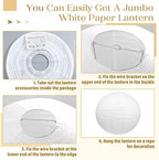 Woanger 4 Pack 30 Inch Large White Paper Lanterns for Christmas Party Decor - Image 6