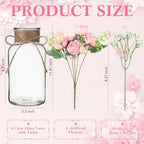 Zeyune 6 Sets Mason Jar Table Centerpiece with Artificial Peony Baby's Breath Flower Centerpieces Faux Flowers with Rope for Wedding Reception Engagement Bridal Shower Rustic Table Decor(Light Pink) - Image 3