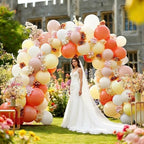 Pink Yellow Peach Balloons with Hydrangea Artificial Flowers, Double Stuffed Pastel Pink Coral White Ivory Balloon Arch for Wildflower Baby Shower Birthday Bridal Shower Easter Tea Party Decor - Image 6