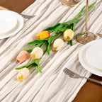 Ivory White Cheesecloth Table Runner Boho Wrinkled Gauze Table Runners - Image 5