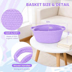 10PACK Purple Baskets for Gifts Empty, 12"x 8"x 5" Woven Gift Baskets with Gift Bags and Bows, Empty Gift Baskets for Christmas, Baby Gift Basket for Nursery, Shelf Small Storage Basket with Handles - Image 2