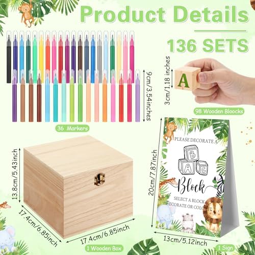 Marsui 136 Pcs Baby Shower Blocks to Decorate Game Kit, Animal - Image 2