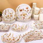 Funnymoom 250 Pcs Fall Floral Paper Plates Napkins and Cups Serves 50 - Image 6