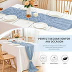 20 Pack Dusty Blue Cheesecloth Table Runner, 17x108 Inch Semi Sheer Boho Gauze Cheese Cloth Fabric Table Runners for Wedding Party Baby Shower Birthday Garden Farmhouse Table Decor - Image 5