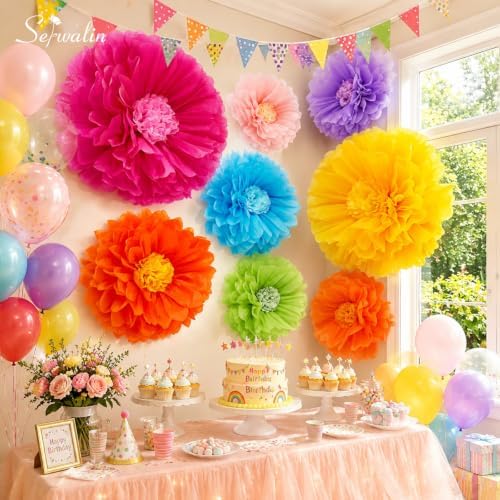 Serwalin 8 Pcs 31.5*24*20" Colorful Giant Paper Flowers Decoration for Wall - Image 4