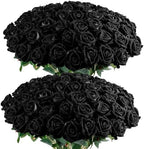 Auihiay 60PCS Black Roses, Fake Roses, Artificial Roses, Velvet Silk by Auihiay