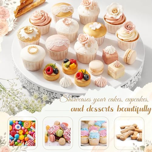 Wenqik 18 Inch White Cake Stand Set Metal Round Cupcake Dessert Stand with Cake Cutting, Flower Spatula Wedding Cupcake Pastry Display Candy Holder Display for Wedding Party Birthday Baby Shower - Image 5