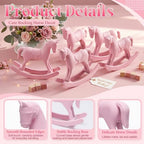 Novabright 8 Pcs Baby Shower Wooden Vintage Rocking Horse Table Decoration, Rocking Horse Decor Baby Shower Centerpieces Decor Rustic Tabletop Figurines for Wedding Birthday Party Decorations(Pink) - Image 3