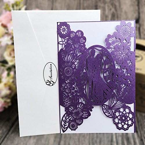 FOMTOR 40-Pack Blue Laser Cut Wedding Invitation Cards Set w/Envelopes & Inserts & Seals – for Wedding, Bridal Shower, Baby Shower, Graduation, Birthday Party, Engagement, Anniversary - Image 3