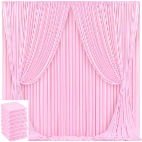 40x10ft Pink Backdrop Curtain for Wedding Parties Wrinkle Free Fabric Light Pink Drapes Backdrop Decoration for Baby Shower Birthday Photography Decoration 8 Panels, 5ft x 10ft by Gogoparti