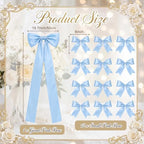 Crowye 13 Pcs Large Pink Bow Decor Set for Party Wedding, Blue, Satin - Image 2