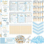 476 Pcs Blue Elephant Baby Shower Games, 9 Style Baby Shower Activities by Sherr