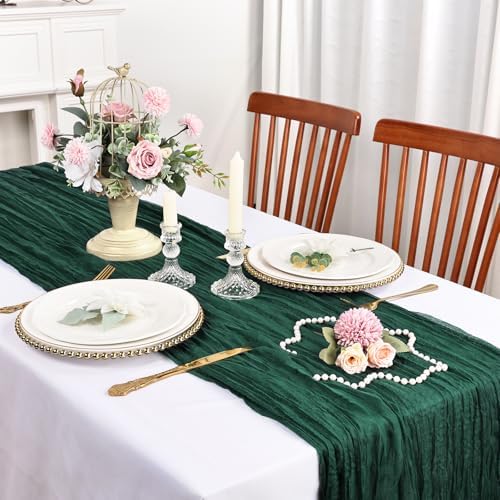 12 Pack Emerald Green Cheesecloth Table Runner 10Ft 23 x 120 Inch - Image 5