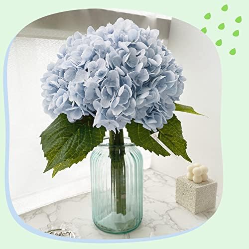 Yatim 21In Blue Artificial Hydrangea Flowers with Stems 5 Pcs - Image 5