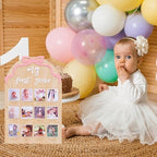 Wood First Year Monthly Photo Board for Girls - Bow Theme Birthday Decorations, My First Year Milestone Board, 12 Months Photo Display, Ribbon Bow Party Decor - Image 3