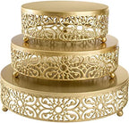 Hedume 3 Pack Cake Stand, Round Metal Cake Stands, 8" 10" 12" Dessert Display Cupcake Stands, Wedding Brithday Party Celebration Dessert Cake Display Plates-Gold by Hedume