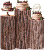 Mindsoft 3 Set Wooden Cylinder Stand Covers for Party, Wood Color by Mindsoft