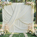 20x12 ft Ivory Backdrop Curtains for Weddings Parties, Birthdays and Photos by PartyVillage