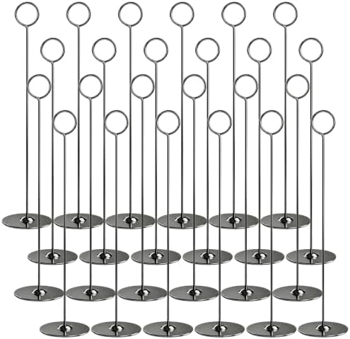 Urban Deco 24PK Table Number Holders Place Card Holders 12 Inch Table Card Holders Steel Card Holders for Photos, Food Signs, Memo Notes, Weddings, Restaurants, Birthdays (Black 24PK) by UrbanDeco