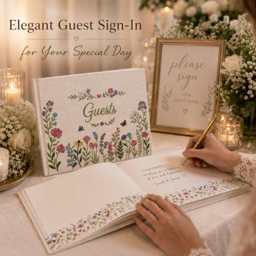 Wedding Guest Book,10.2x8.2in Linen Guest Book - Image 6