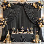 24ftx10ft Wrinkle Free Black Backdrop Curtain - 10 Feet Photography Backdrop Drapes, Silky Polyester Back Drop Cloth for Wedding Baby Shower Balloon Arch Background - Image 6