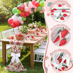 Mindsoft 3 Pcs Strawberry Table Runner, 10ft Tablecloth Strawberry Party Decorations Gauze Embroidery Tulle Lace Runner, for Table Wedding Birthday Bridal Baby Shower Holiday Dining Decor DIY - Image 5