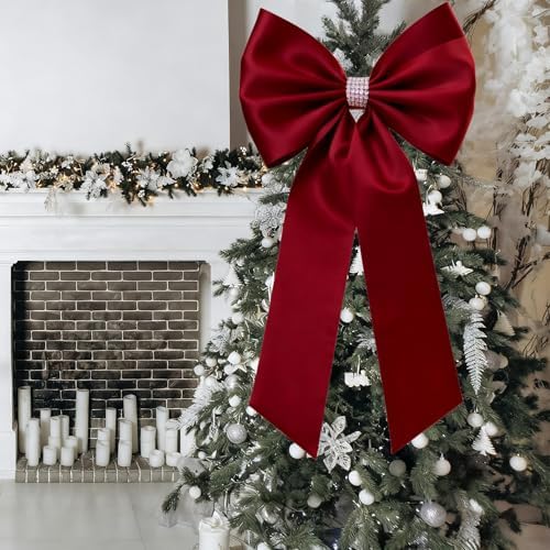 Meseey Giant Satin Bow 27x39 Inch Extra Large Decorative Bow for Christmas Tree Topper,Party,Home Wall,Baby Shower & Birthday Decor（Burgundy - Image 2