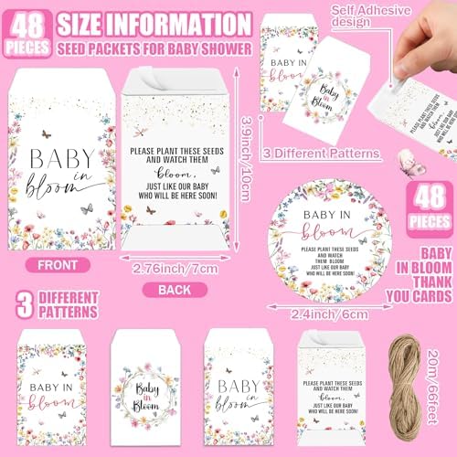 Reallnaive Baby Shower Party Favors Baby in Bloom Envelopes Seed Packets - Image 4