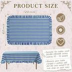 Tudomro Striped Tablecloth, Rectangle, Cobalt, Sky Blue, 60'' X 120'' - Image 2