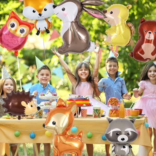 Woodland Animal Balloons, 8 Pcs Large Cute Forest Animal Foil Balloons, Deer Fox Squirrel Rabbit Balloons for Woodland Themed Party Camping Birthday Baby Shower Gender Reveal (Pack of 3) - Image 2