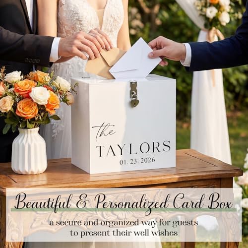 Novabright 10" Wedding Acrylic Card Box, White, Classic Style - Image 5