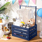 Suzile Baby Shower Crate Wooden Closet Baby Basket Gift,Navy Blue - Image 6