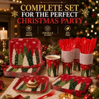 350 Pcs Star Christmas Tree Red, Green Paper Plates and Napkins Set - Image 3