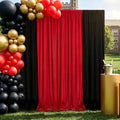 Party Backdrop Curtain 10ftx10ft - Red Black Wrinkle Free Satin Drapes by SoarDream