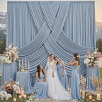 50ft x 12ft Dusty Blue Backdrop Curtains for Parties, Wrinkle Free 10 Panels Photo Backdrop Drapes Back Drop Cloth for Wedding Birthday Photography Background Decor - Image 5