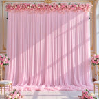 Baby Pink Tulle Backdrop Curtain for Wedding Parties,10ft x 10ft Wrinkle Free Curtain Backdrop,2 Layer Drapes for Backdrop,Polyester Back Drop for Bridal Shower Birthday Baby Shower Photography - Image 2
