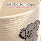 Elephant Laundry Basket, Large Cotton Rope Hamper for Nursery - Image 3