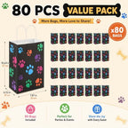 Tenceur 80 Pcs Dog Gift Bags Goodie Paw Puppy Paper Treat Bags Bulk with Handles 10.63 x 4.72 x 7.87 Inch Dog Themed Party Favors Shopping Holiday Kraft(Black Colorful) - Image 4