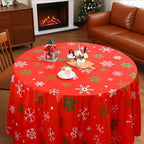 Ganeen 12 Pcs Round Snowflake Tablecloth 84 Inch Red Plastic Party Cover - Image 4