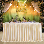17ft Ivory Table Skirt for Rectangle Tables Polyester Pleated Table Skirt Desk Skirts Ruffle Tablecloth Skirt for Wedding Birthday Party Baby Shower Bridal Shower Banquet Table Decoration by LittleFunny