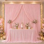 ESGOTBME 30x10ft Wrinkle Free Blush Pink Backdrop Curtain for Parties Soft Fabric Drapes Wedding Ivory Curtain Backdrop for Birthday Party Decorations Background for Photography 5x10ft,6 Panels - Image 5