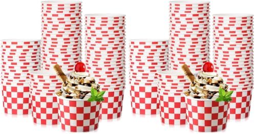 Zopeal 50 Count Red and White Checkered Ice Cream Cups Disposable Race Car by Zopeal