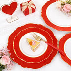 WDF 60pcs Red Plastic Plates Disposable - 7.5inch Heavy Duty Red Dessert/Salad/Cake Plates for Wedding Party Birthday/Summer Party - Image 5