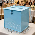 Acrylic Card Box with Lock & Slot, Macaron Blue Wedding Card Boxes for Reception Monetary Envelope Cash Gifts, Large Gift Cards Holder Box for Graduation Bridal Baby Shower Party Supplies - Image 3