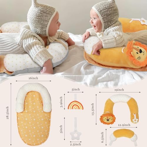 4 in 1 Tummy Time Mat with Educational Cards, Play Mat & Sitting Support for Newborn 0-12 Months, Infant Baby Sit Me Up Floor Seat, Sensory Skills Gifts, Lion - Image 7