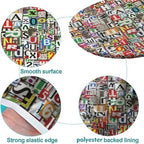 Collage of Colorful Letters and Numbers Print Oval Tablecloths Greaseproof Waterproof Elastic for Birthday New Year Bachelor Party Graduation Fits for 48" x 68" Oval Table - Image 5