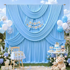 10ft x 10ft Baby Blue Backdrop Curtains, 2 Panels Blue Drapes for Backdrop - Image 2