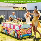 8FT Hippie Groovy Bus Tablecloth,Hippie Birthday Party Decorations for 60s 70s Boho Themed Birthday,Baby Shower,Carnival Party Decorations - Image 5