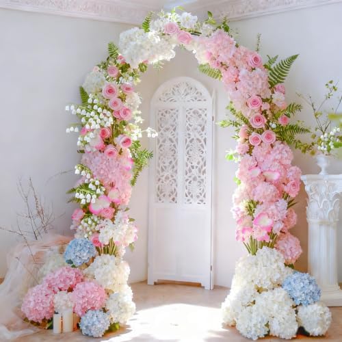 65Pcs Whitepink Hydrangea Artificial Flowers Bulk，Realistic Silk Fake Flowers with Stems，Faux Hydrangea Flowers for Wedding Home Decor Centerpieces Living Room Party Baby Shower Decoration - Image 4